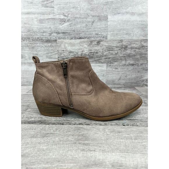 Arizona Jean Co Womens Ankle Boots Size 8M Suede Brown Side Zipper Low Heel - Picture 7 of 8